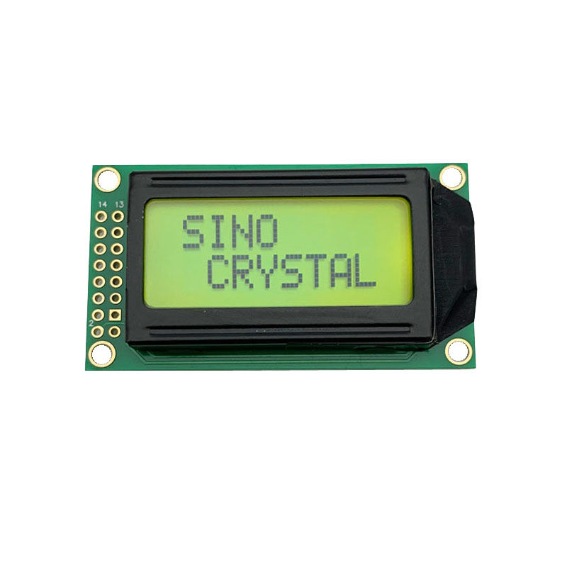 0802单色字符型 LCD，黄绿色Stn， Splc780d1 IC，单色LCD显示屏