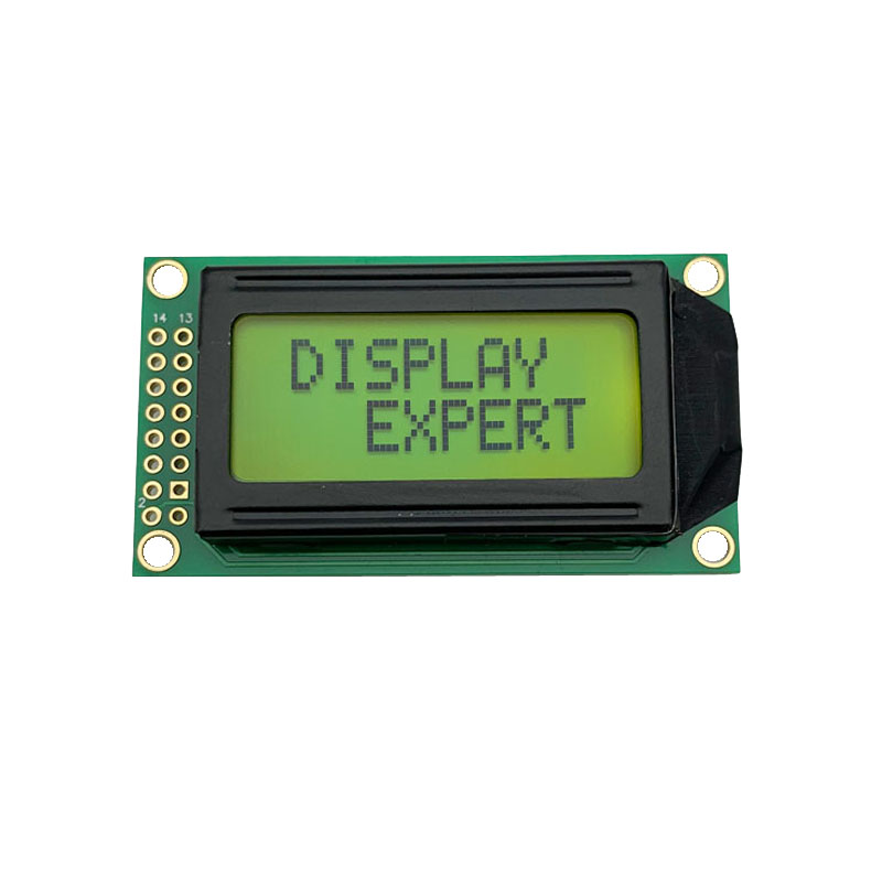 0802 单色字符型LCD，黄绿色Stn， Splc780d1 IC，单色LCD